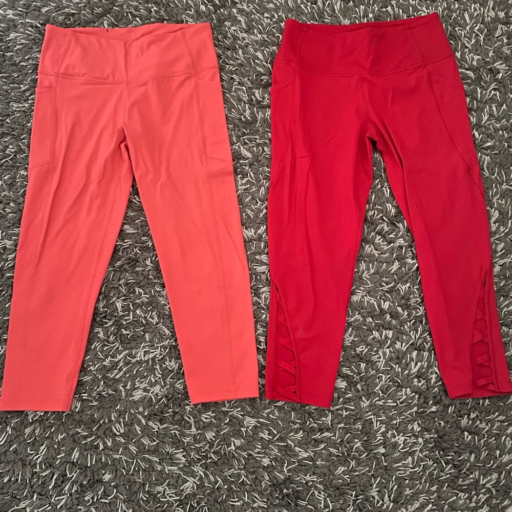 Victoria's Secret Red and Pink Leggings Athletic Bottoms